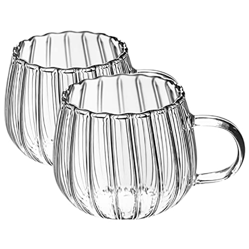 CIYODO 2Pcs Latte Cappuccino Zartes üsli Warme Kaffeetasse Partyklasse Mit Tassen Zuverlässige Suppe Für Klassische Teebecher Zuhause Griff Transparent Kürbis Frühstück Ml Gläser von CIYODO