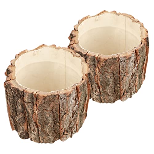 CIYODO 2St Rinde Blumeneimer Sukkulententöpfe vom Bauernhof Weinpflanzer holzpflanzkübel Blumenkübel für den Innenbereich Zimmerpflanze Außenvase Blumentöpfe im Freien Baumpflanzer von CIYODO