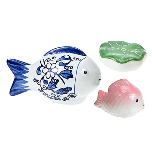 CIYODO 3 Stück Keramische Schwimmende Dekorationen für Aquarien Handbemalte Ornamente für Fischbecken Teiche und Heimdekoration Leichte und Langlebige Aquarienzubehörteile von CIYODO