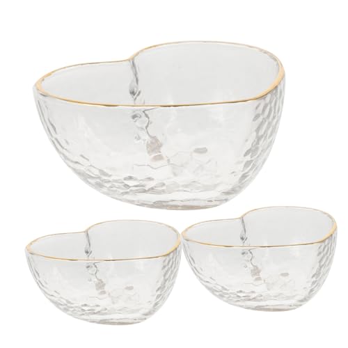CIYODO 3 Stück Teiliges Glasschalen Herzform mit Goldrand Transparente Dessert und Salatschalen Hitze und Kältebeständig Leichte Servierschalen für Snacks Obst als CIYODO 3 Stück Teiliges Glasschalen Herzform mit Goldrand Transparente Dessert und Salatschalen Hitze und Kältebeständig Leichte Servierschalen für Snacks Obst als von CIYODO