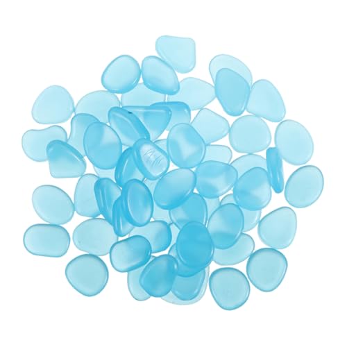 CIYODO 300 Stück Leuchtende Kieselsteine Blau Nachtleuchtende Dekosteine aus Harz Glow Pebbles für Garten Aquarium Außenbereich und Weggestaltung Weiches Licht Pflegeleicht von CIYODO