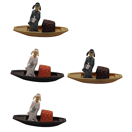 CIYODO 4 Stück Cartoonhandwerk Boot Form Dekorationen Aquarium Fisch Scheibengardinen Desktop-Ornamente Für Zu Hause Einzigartiges Aquariendekor Hausdekoration Mini-szenendekore Harz Weiß von CIYODO
