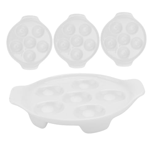 CIYODO 4 Stück Keramik Servierplatte für Deviled Eggs und Escargot Teiliges Französisches Design Fach Backplatte Stilvolles Porzellan für Familienfeiern und Dinnerpartys von CIYODO