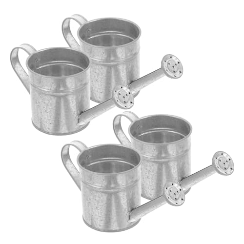 CIYODO 4 Stück Kleine Eiseneimer Blumentopf Kleine Blumenvase Blumenarrangement Vase Rustikaler Metallblumentopf Gartenblumeneimer Verzinkter Eimer Silberfarbenes Verzinktes Eisen von CIYODO