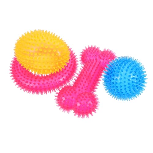 CIYODO 4 Stück Teiliges Hundespielzeug aus Langlebigem Weichem Material mit Quietscher Spitze Bälle und Formen zur Zahnpflege und Beruhigung Geeignet für Mittelgroße bis Große Hunde und von CIYODO