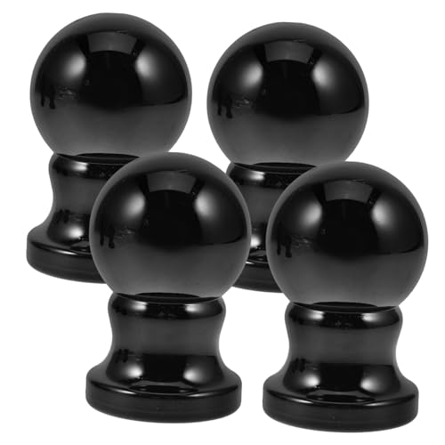 CIYODO 4 Stück Teiliges Schwarze Flaggenmast Kugel Topper Langlebige Flaggenmast Dekoration Eleganter Garten Fahnenmast Schmuck Einfache von CIYODO