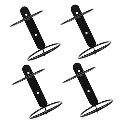 CIYODO 4 Stück Teiliges Wandmontiertes Weinflaschenregal Metall Schwarz Platzsparender Einzel Flaschenhalter für Bar Küche Restaurant Robuste Wandhalterung mit Glatter Oberfläche von CIYODO