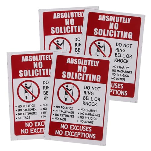 CIYODO 4 Stück Verboten No Soliciting Aufkleber Wetterfest Werbung Nicht Klingeln Do Not Ring Bell Für Tür Fenster Gewerbe und Wohnbereich von CIYODO