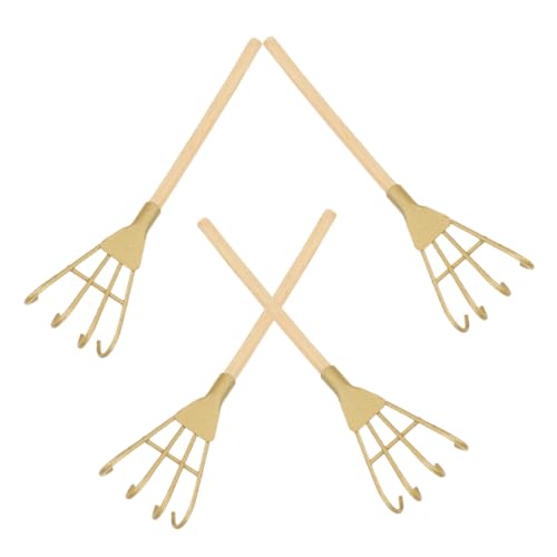 CIYODO 5 Stück Teiliges Miniatureisen Rechen in Gold Dekorative Sandtisch Harke Vielseitiges Gartenzubehör für Desktop Handliches Pflanzwerkzeug Elegantes Design Einfach zu Lagern Tragen von CIYODO