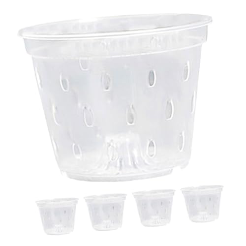CIYODO 5 Stück Teiliges Transparenter Orchideentöpfe Kunststoff mit Belüftungslöchern und Drainage Atmungsaktive Blumenkübel für Gesunde Wurzelentwicklung Geeignet für Orchideen von CIYODO