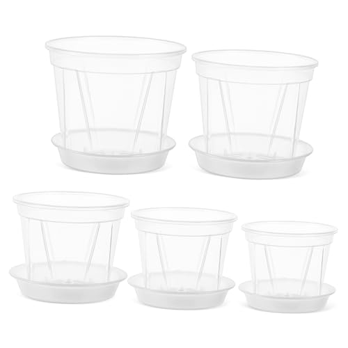 CIYODO 5Stücke Transparente Pflanztöpfe mit Drainage für Orchideen und Blumen Atmungsaktive Blumentöpfe mit Untersetzer für Gartenpflanzen CIYODO 5Stücke Transparente Pflanztöpfe mit Drainage für Orchideen und Blumen Atmungsaktive Blumentöpfe mit Untersetzer für Gartenpflanzen von CIYODO