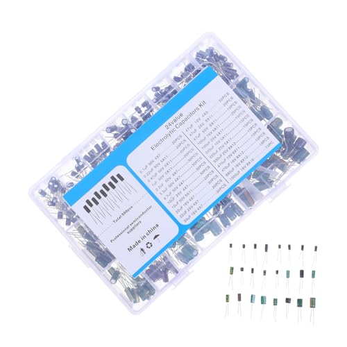 CIYODO 500 Stück Teiliges Elektrolytkondensator Sortiment Aluminium Kondensatoren Set mit Transparenter Aufbewahrungsbox Temperaturbeständig Langlebig für Radio Stereo und Elektronik von CIYODO