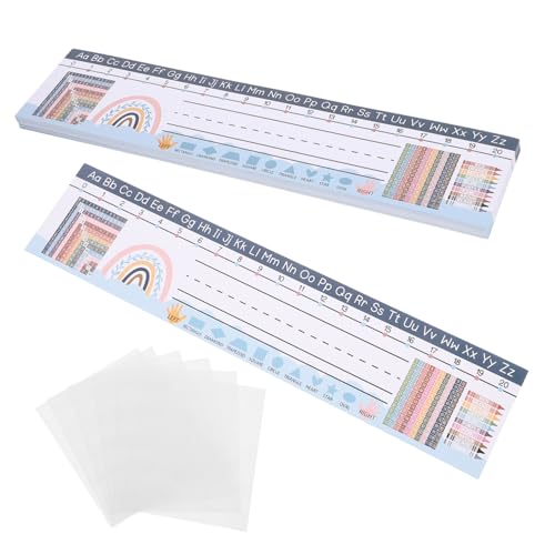 CIYODO 60 Stück Teiliges Schreibtisch Namensschilder mit Regenbogenfarben Selbstklebend Robust und Wasserfest Alphabet und Zahlenmotiven für Klassenzimmer Schule und Büro von CIYODO