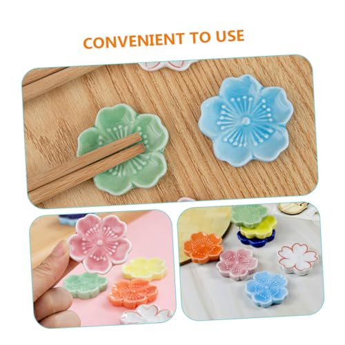 CIYODO 7 Stück Japanischer Essstäbchenhalter aus Keramik mit Kirschblütenmuster Spülmaschinenfest Stabiler Halter für Essstäbchen Löffel und Besteck Dekorativ und Alltagstauglich von CIYODO