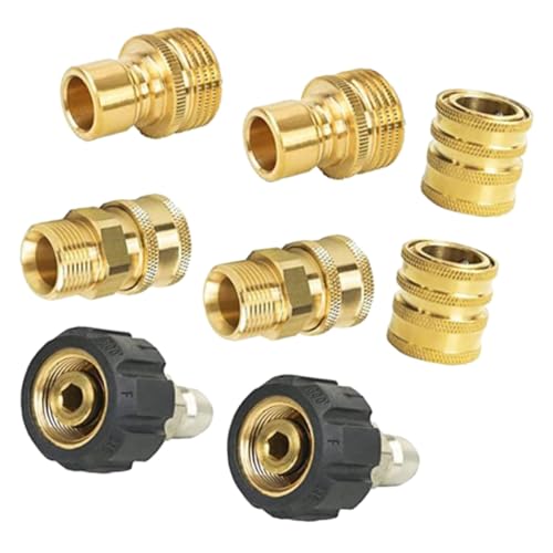 CIYODO 8 Stück Hochdruckreiniger Adapter Set Teiliges Sprühdüsen und Schlauchanschlussset für Autowäsche Gartenbewässerung und Langlebigem und Kompatibel mit Verschiedenen von CIYODO