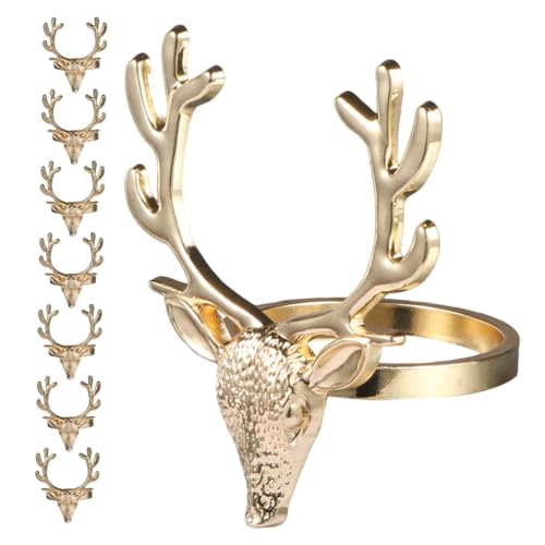 CIYODO 8 Stück Teiliges Weihnachts-serviettenringe mit Goldenem Hirschkopf Metall Napkin Holder für Festliche Tischdekoration Schnelles Befestigen Kompakt und Elegant für Dinnerpartys und CIYODO 8 Stück Teiliges Weihnachts-serviettenringe mit Goldenem Hirschkopf Metall Napkin Holder für Festliche Tischdekoration Schnelles Befestigen Kompakt und Elegant für Dinnerpartys und von CIYODO