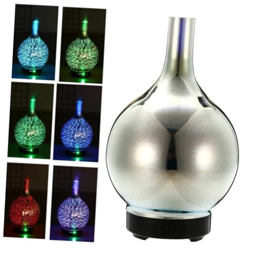 CIYODO Aromatherapie Diffuser Luftbefeuchter mit Glasblumen Motiv Bunter LED Nachtlicht Farbwechsel Ätherische Öle Vernebler Kühler Nebel für Wellness Zuhause von CIYODO