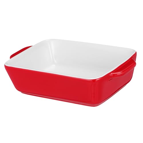 CIYODO Backblech Rechteckig Rot Mittlere Dicke Ofenfest Spülmaschinengeeignet Stilvolles Porzellan Backform für Kuchen Aufläufe und Backofen Einfach zu Reinigen Hochwertiges von CIYODO