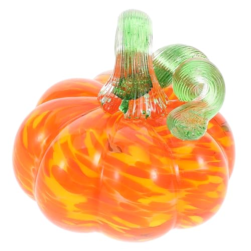 CIYODO Dekorative Glaskürbis Ornamente Rustikaler Herbst Kürbis für Halloween und Thanksgiving Orange mit Goldenen Streifen für Tisch und Wohnaccessoires von CIYODO