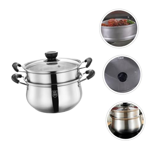 CIYODO Edelstahl Dampfgarer mit Zwei Griffen Vielseitiger Dampftopf und Dampfkorb Rutschfeste Griffe Hitzebeständig für Gemüse Fisch Geflügel für Gesundes Kochen zu Hause von CIYODO