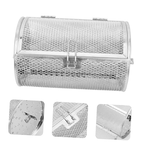 CIYODO Edelstahl Drehspieß Grillkorb für Ofen Vielseitiger Rotierender Bratrost mit Sicherem Schnappverschluss zum Rösten von Nüssen Fleisch Gemüse und Snacks Langlebig und Rostfrei von CIYODO