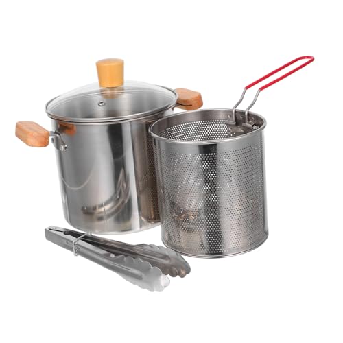 CIYODO Edelstahl Fritteuse mit Korb Doppelgriff Kompakte Frittierpfanne für Frittieren Kochen Schmoren Platzsparend für Kleine Haushalte von CIYODO
