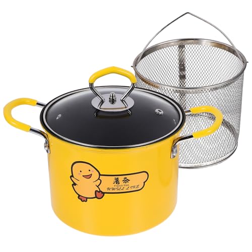 CIYODO Edelstahl Frittierpot mit Korb Hitzebeständig Antihaftbeschichtet Großer Fassungsvermögen Multifunktional für Haushalt Schnelles Erhitzen Rutschfester Griff zum Frittieren ohne von CIYODO