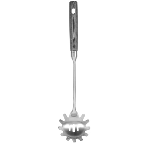 CIYODO Edelstahl Pasta Servierlöffel mit Abtropfsieb und Holzgriff Hitzebeständig Spülmaschinengeeignet zum Servieren von Spaghetti und Nudeln von CIYODO
