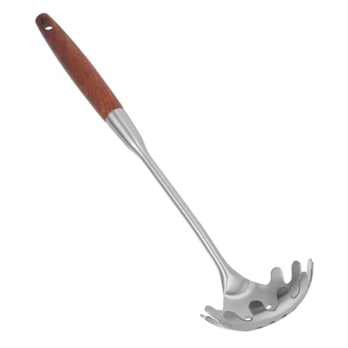 CIYODO Edelstahl Spaghetti Löffel mit Langlebigem Holzgriff Praktischer Nudellöffel mit Schlitz Leichtes Küchenutensil für Einfaches Servieren von Pasta Spülmaschinenfest für Haushalt von CIYODO