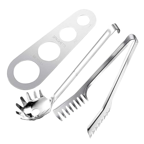 CIYODO Edelstahl Spaghetti Messwerkzeug mit Nudelsieb und Pasta Zange Langlebiges Kompaktes Küchenhelfer Präzise Portionierung und Einfaches Servieren von Pasta von CIYODO