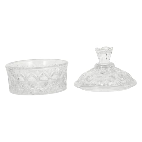 CIYODO Glas dekorationsdose mit Floraler Prägung Feine Schmuck Bonbon aufbewahrung Kleine Transparente Aufbewahrungsbox für Zuhause Dekoratives Einmachglas ohne Deckel Praktisch und von CIYODO