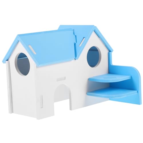 CIYODO Hamsterhaus aus Glattem Verschleißfestem PVC mit Seitlicher Leiter Zweistöckiges Farbiges Kleintierversteck für Zwerghamster und Kleine Nager Sicherer Rückzugsort zum Schlafen von CIYODO