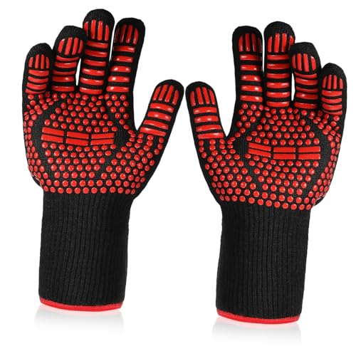 CIYODO Hitzebeständige Ofenhandschuhe Atmungsaktive Schützende Bbq Grillhandschuhe mit Wärmeisolierung Vielseitig Einsetzbar für Kochen Backen und Grillen Hautfreundlich und Komfortabel von CIYODO
