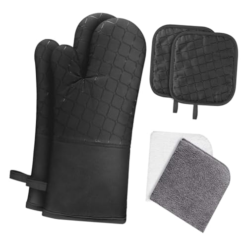 CIYODO Hitzebeständige Ofenhandschuhe Teiliges mit Polsterung Rutsch Koch und Backhandschuhe für Mikrowelle Grill Passend für Damen und Herren Hitzeschutzisolierend von CIYODO