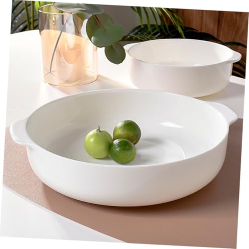 CIYODO Keramik Backform mit Doppelgriffen Weiße Porzellan Auflaufform Hitzebeständig Vielseitig als Back Servierplatte für Kuchen Gemüse und Obst Stilvolles Design für Alltag und von CIYODO