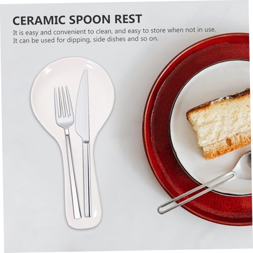 CIYODO Keramik Löffelhalter für Küche Praktischer und Eleganter Scoop Rest Rutschfeste Ablage für Kaffeelöffel und Küchenutensilien Langlebig und Leicht zu Reinigen von CIYODO