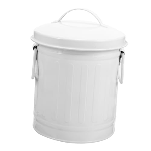 CIYODO Kleiner Metall Tisch Mülleimer mit Deckel Vielseitiger Desktop Trash Bin und Blumentopf Leichter Stahl Abfalleimer für Büro Küche Schlafzimmer Geruchsdicht und Stilvoll im Vintage von CIYODO