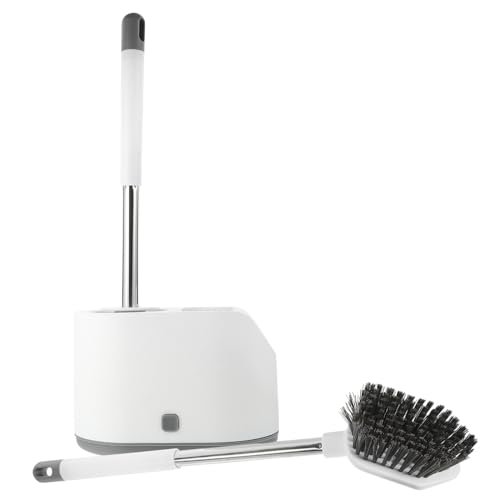 CIYODO Langstielige Silikon toilettenbürste mit Wandhalterung Doppelseitiger Reinigungskopf Ergonomischer Griff Kompakt und Platzsparend Effektive Wc bürste für Gründliche von CIYODO