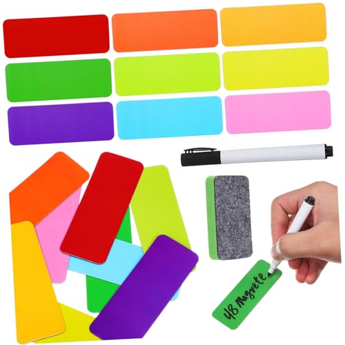 CIYODO Magnetische Namensschilder Wiederbeschreibbar mit Stift und Pinsel Beschreibbare Kühlschrank Magnete für Notizen Büro Haushalt Schule von CIYODO