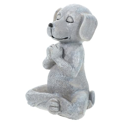 CIYODO Meditierende Hundestatue Aus Harz Gartenfigur Für Terrasse Hof Hinterhof Rasenornament Auffällige Außendekoration von CIYODO