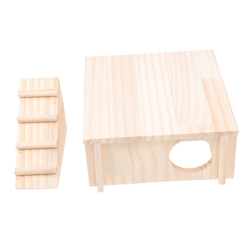 CIYODO Mehrkammer Holzhaus für Hamster mit Versteck Spieltunnel und Leiter Geeignet für Zwerg und Kleines Nagerversteck Klettern und Ausruhen DIY Bemalbar und Gestaltet von CIYODO