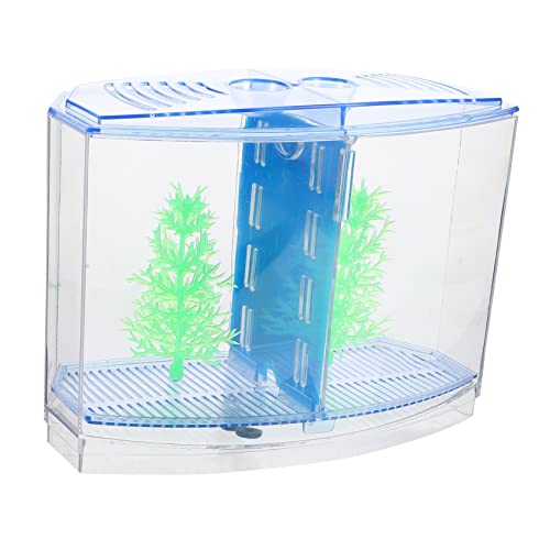 CIYODO Mini Aquarium LED Fischzucht Tank Transparent Desktop Aquarium Doppelkammer Multifunktional für Garnelen Schildkröten und Pflanzen Einfach zu Reinigen Platzsparend Dekorativ für von CIYODO