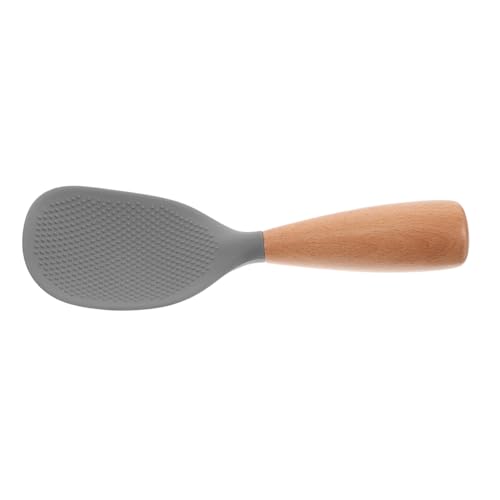 CIYODO Reislöffel aus Hitzebeständigem Silikon mit Holzgriff Antihaftbeschichtet Platzsparendes Design zum Servieren von Reis Kartoffelpüree und Salaten von CIYODO