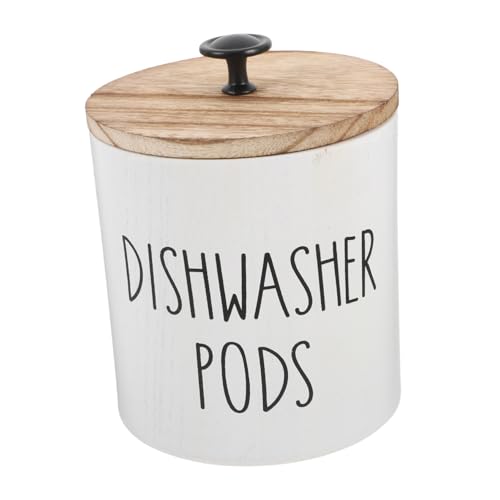 CIYODO Runder Waschmittel Pod Aufbewahrungsbehälter aus Holz mit Sicherem Deckel Feuchtigkeitsgeschützt für Waschpulver Laundry Pod Container Organizer für Waschmaschine und Küchenbereich von CIYODO