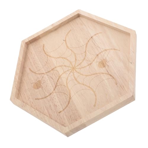CIYODO Rustikaler Holz-servierteller Halloween mit Handgefertigtem Spinnennetz-muster Langlebiges Holztablett für Snacks Früchte und Desserts Multifunktionales Party Wohnaccessoire von CIYODO