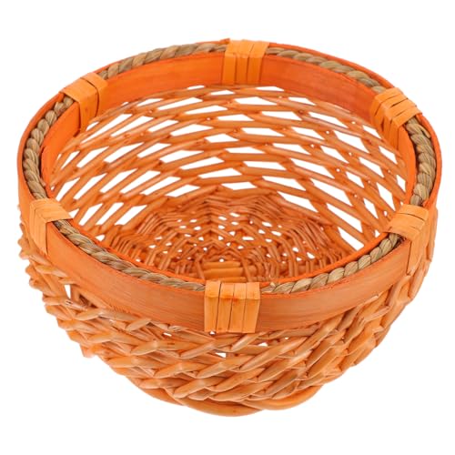 CIYODO Rustikaler Runder Rattankorb mit Großer Kapazität Vielseitiger Aufbewahrungskorb für Brot Obst und Snacks Handgeflochtenes Körbchen in Honigfarbe für Küche und Wohnzimmer von CIYODO