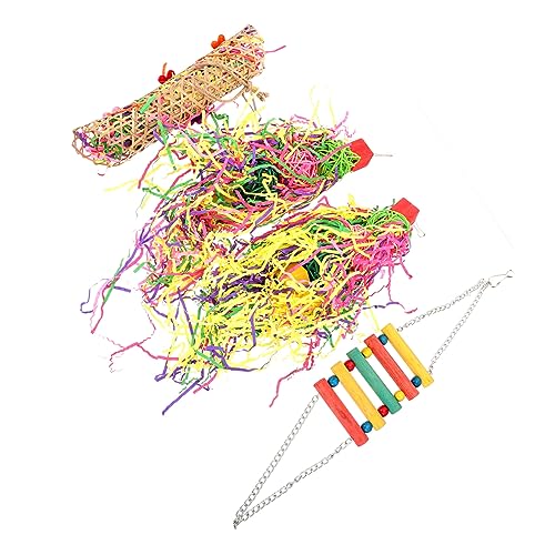 CIYODO Teiliges Papageien Set aus Robustem Rattan Bunte Hängende Kauspielzeuge für Wellensittiche und Nymphensittiche Interaktives Vogelspielzeug zur Beschäftigung und Stressreduktion von CIYODO