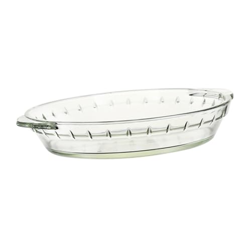 CIYODO Temperaturbeständige Ergonomische Glasbackplatte mit Abgerundeten Kanten Vielseitig als Dampf und Servierteller für Mikrowelle und Ofen in Transparentem Design von CIYODO
