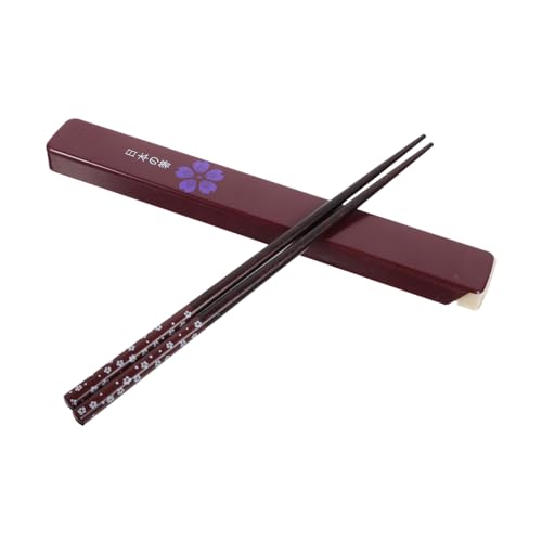 CIYODO Traditionelle Japanische Essstäbchen aus Holz Rutschfest Wiederverwendbar Leicht und Hitzebeständig mit Kirschblüten Motiv und Passender Aufbewahrungsbox als Stilvolles von CIYODO