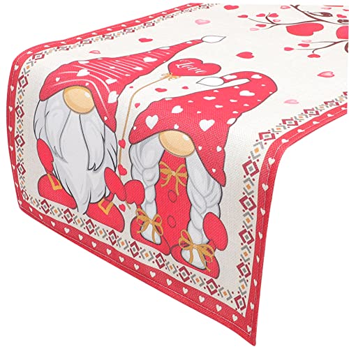 CIYODO Valentinstag Tischläufer mit GNOME Design Romantische Tischdekoration für Feierlichkeiten und Dinner für Hochzeiten Partys und Wohnraumgestaltung von CIYODO